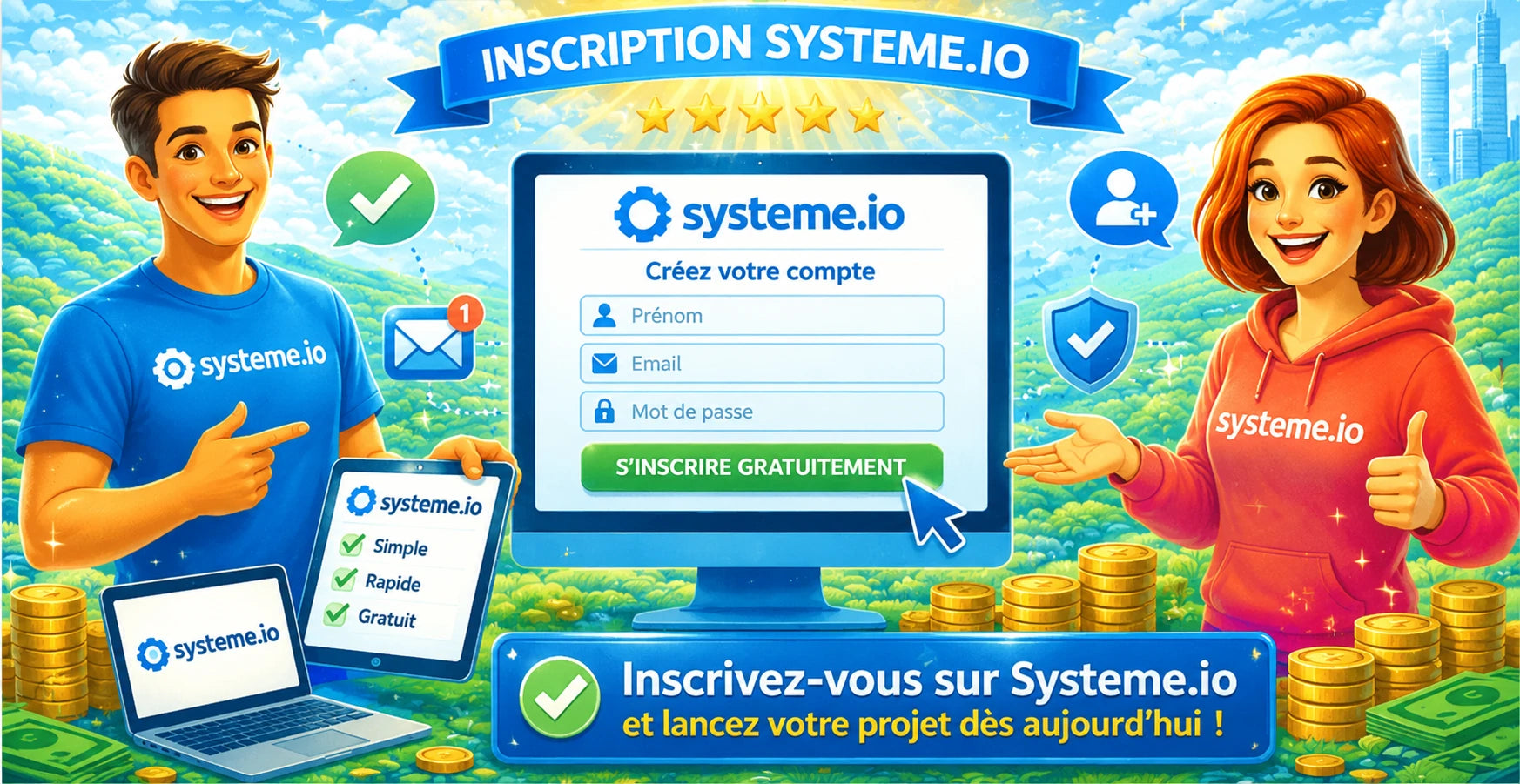 Inscription Systeme.io - création de compte gratuit