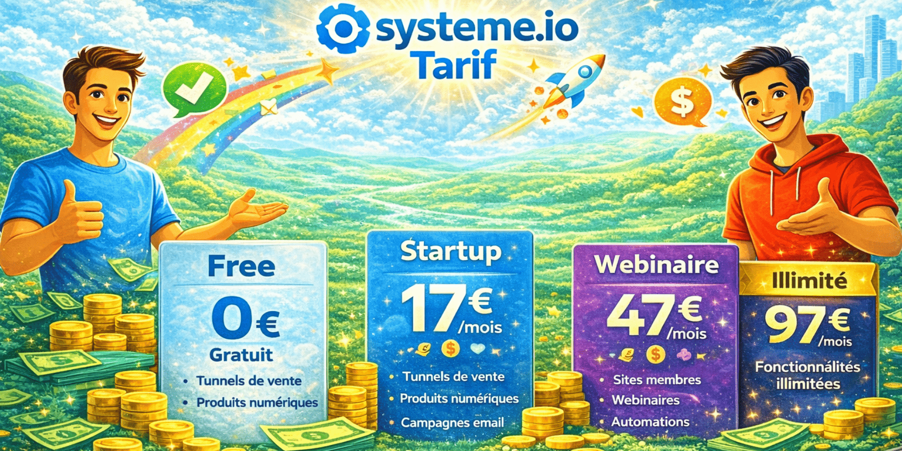 Grille des tarifs Systeme.io